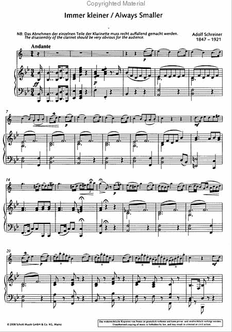 Immer kleiner (Always smaller) Clarinet Solo scores gallery preview page 2