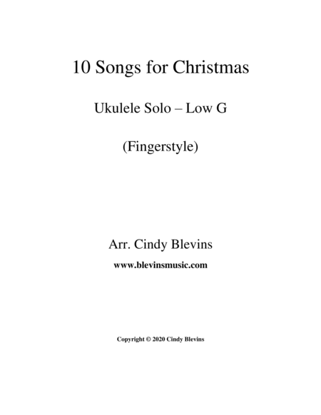 10 Songs for Christmas, Ukulele Solos, Fingerstyle, Low G image number null