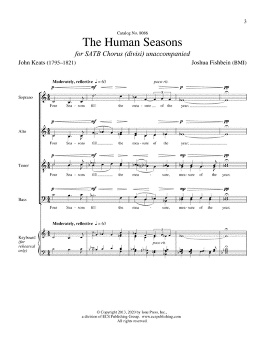 The Human Seasons from Two Keats Choruses (Downloadable)