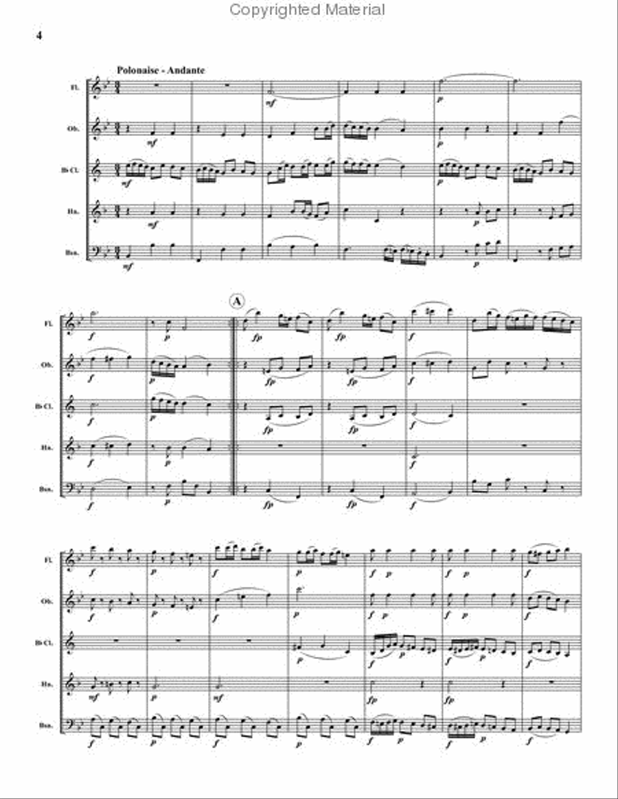 Divertimento No. 12 in Eb, K. 252 Woodwind Quintet scores gallery preview page 3