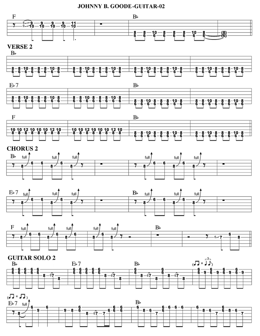 Johnny B. Goode Guitar Tablature scores gallery preview page 2