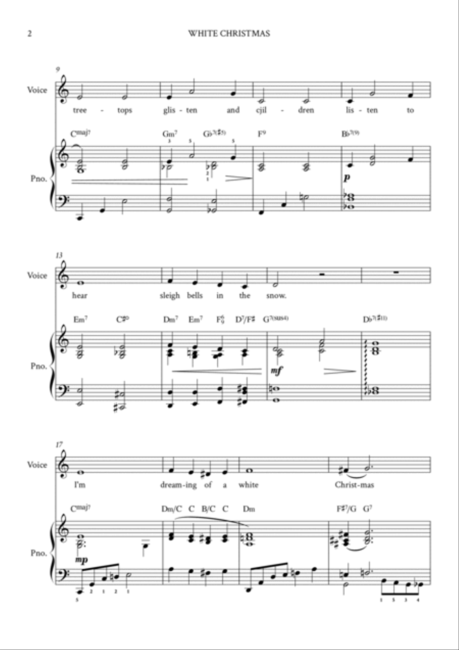 White Christmas Piano Solo scores gallery preview page 2