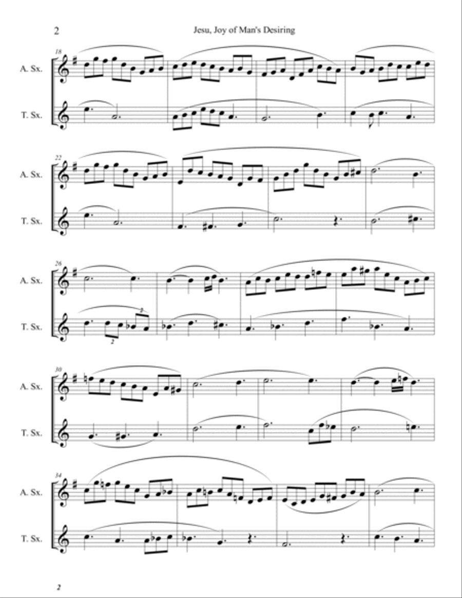 Jesu, Joy of Man's Desiring (Alto and Tenor Sax Duet) Woodwind Duet scores gallery preview page 2