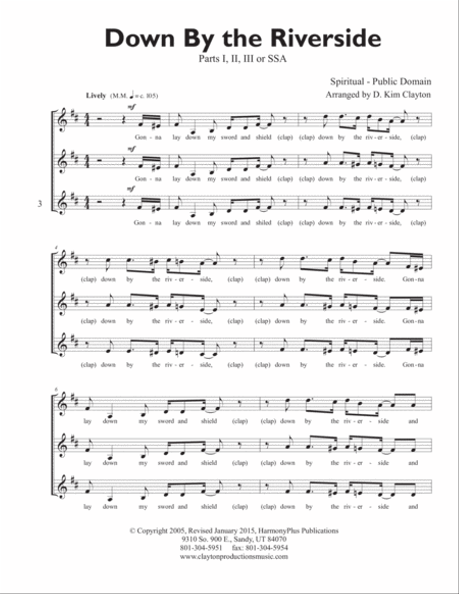 Down By the Riverside 3-Part scores gallery preview page 2