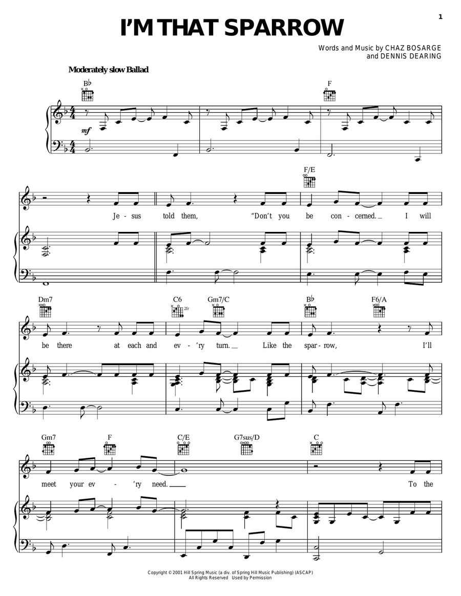 I'm That Sparrow Piano, Vocal, Guitar scores gallery preview page 1