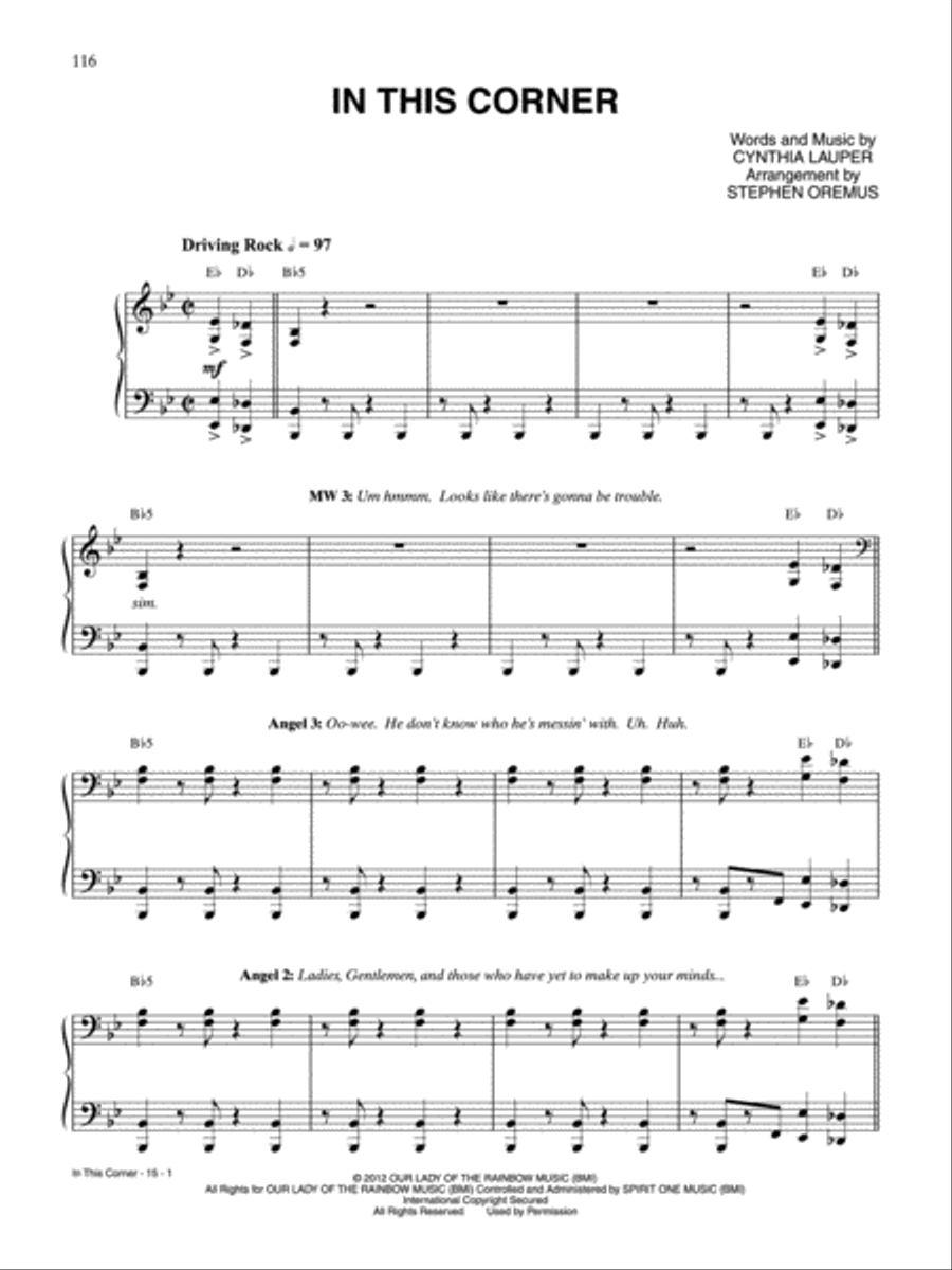 In This Corner (from Kinky Boots) Piano, Vocal, Guitar scores gallery preview page 1