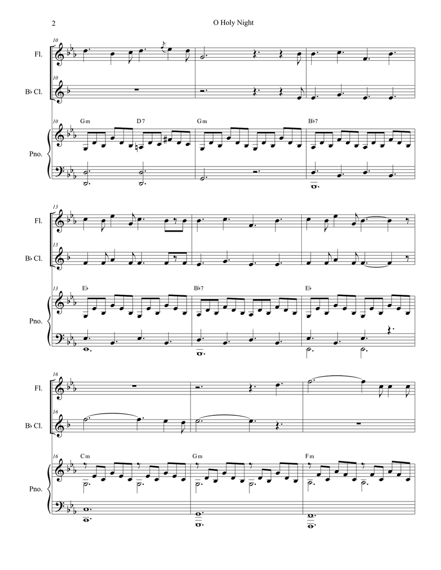 O Holy Night (Duet for Flute and Bb-Clarinet) Woodwind Duet scores gallery preview page 3