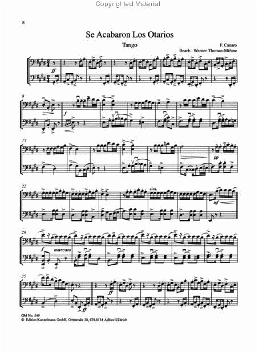 7 easy tangos for 2 celli Set of Parts scores gallery preview page 4