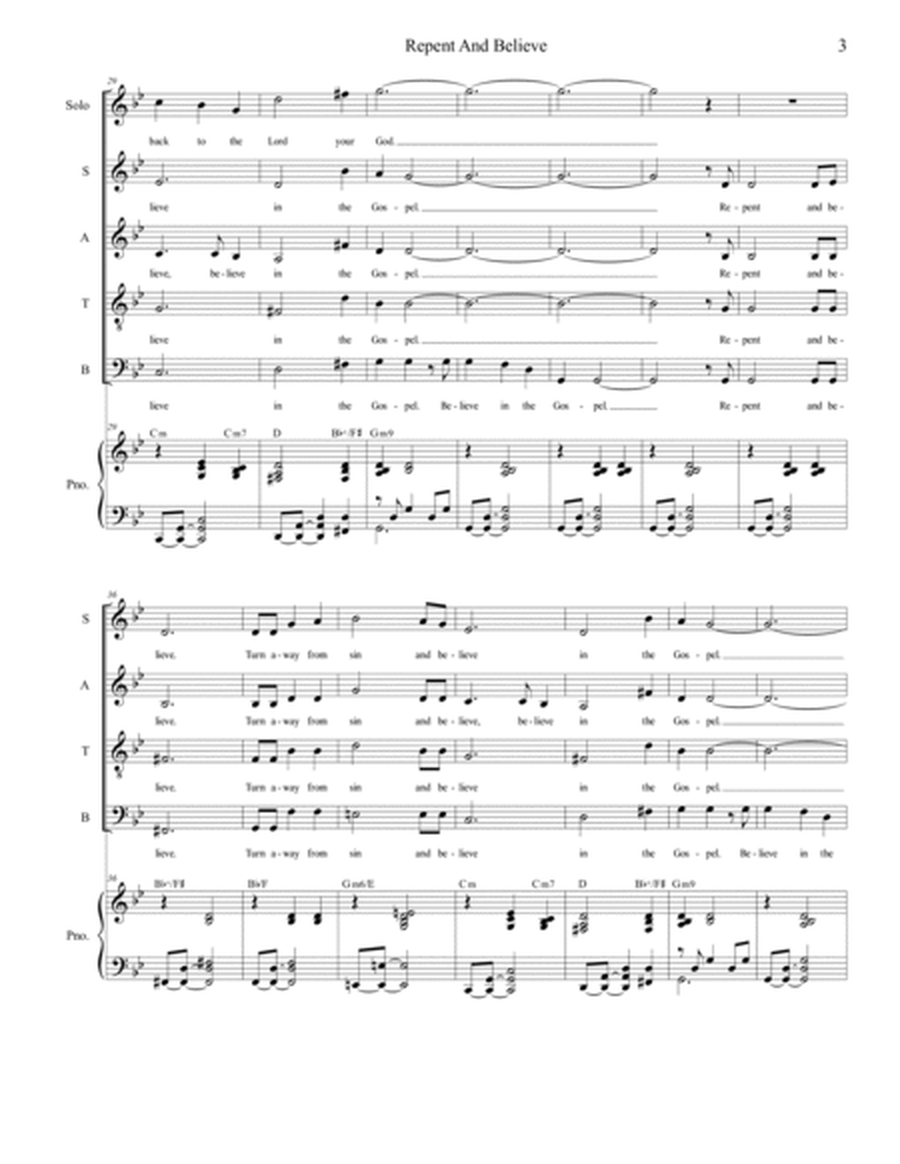 Repent And Believe (Solo and SATB) image number null