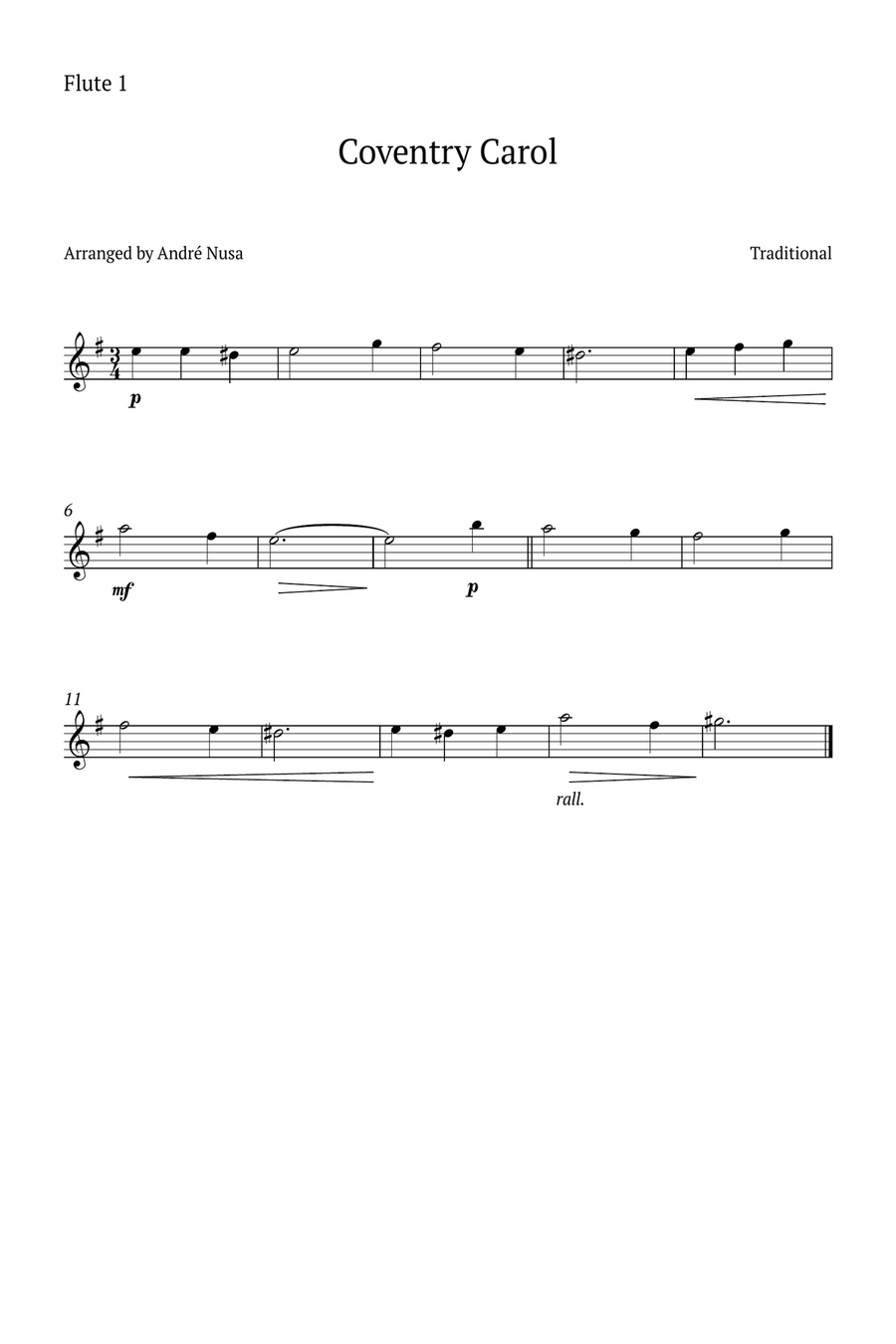 Conventry Carol Woodwind Duet scores gallery preview page 2