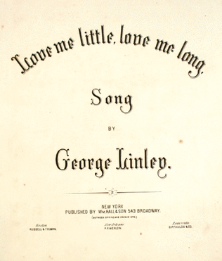 Book cover for Love Me Little, Love Me Long. Song
