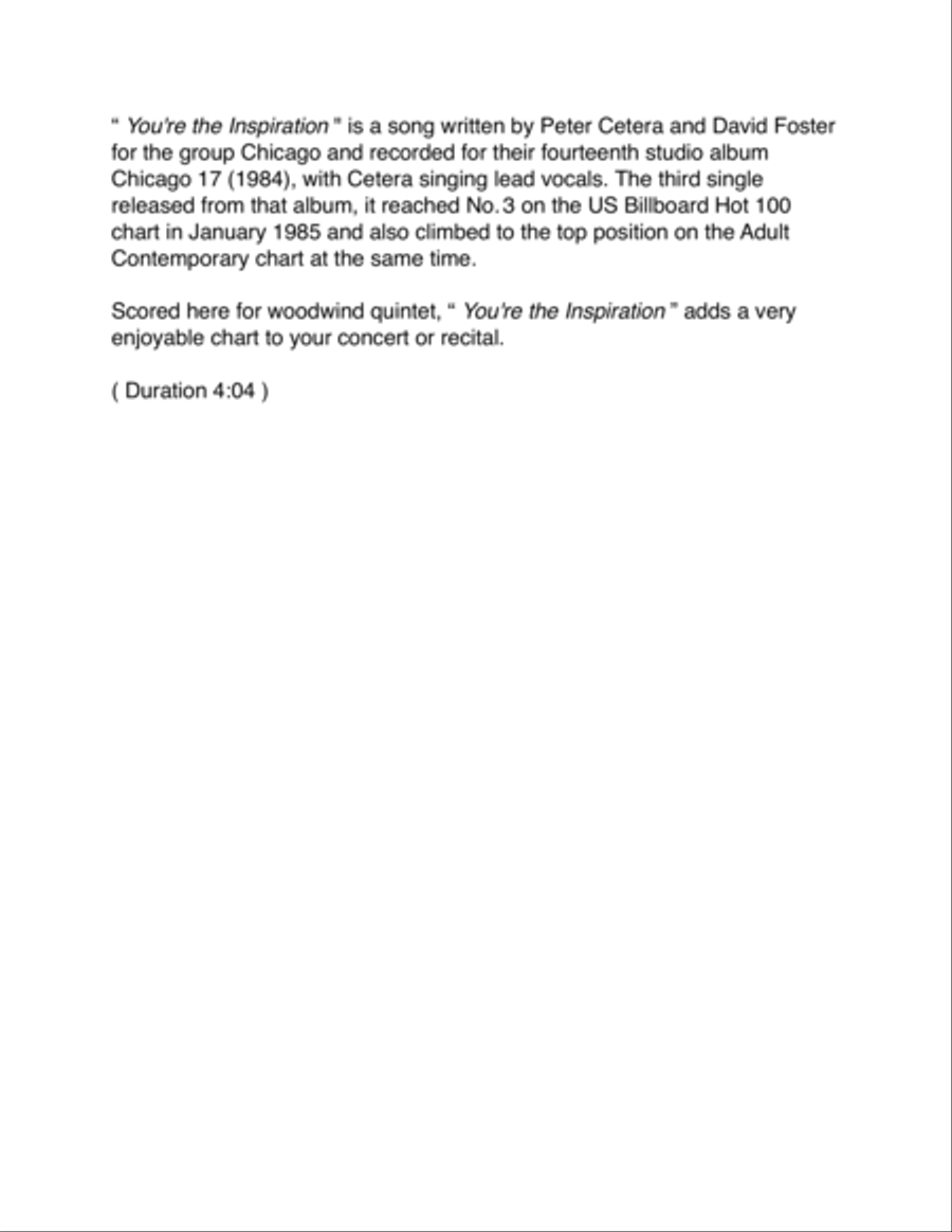 You're The Inspiration Woodwind Quintet scores gallery preview page 2