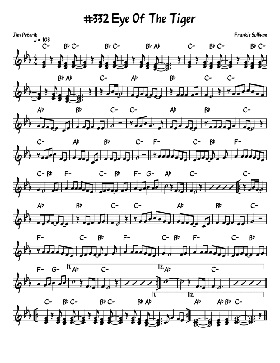 Eye Of The Tiger Piano scores gallery preview page 1