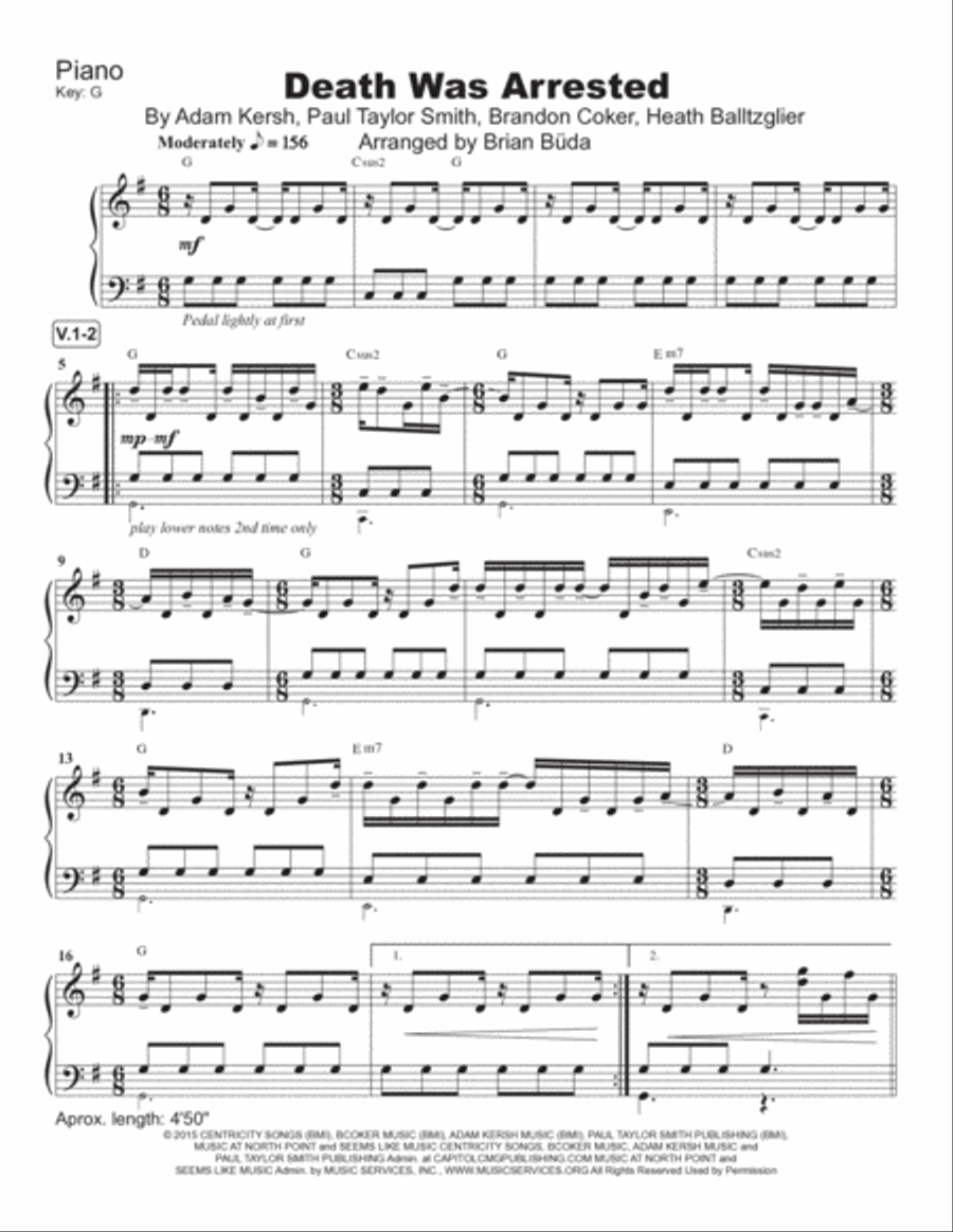 Death Was Arrested Piano Solo scores gallery preview page 2
