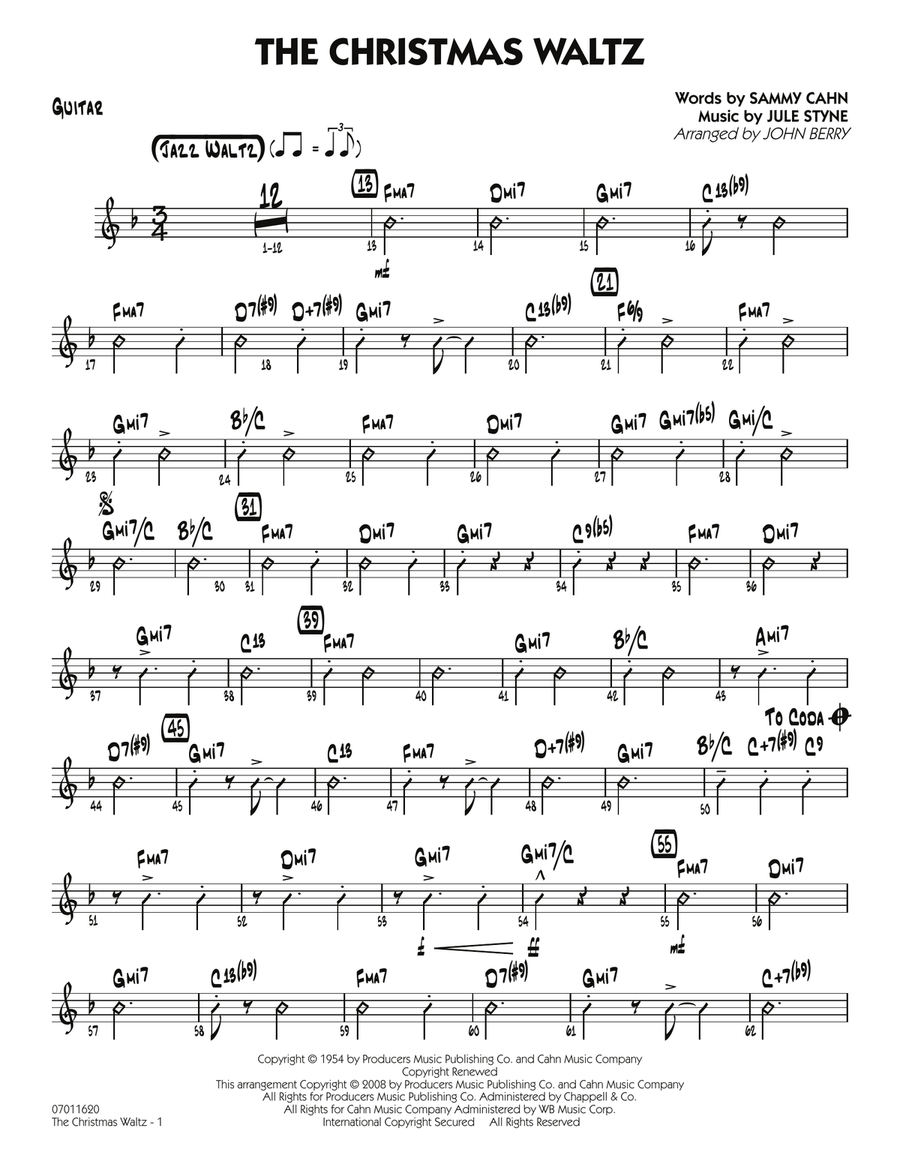 The Christmas Waltz - Guitar Jazz Ensemble scores gallery preview page 1