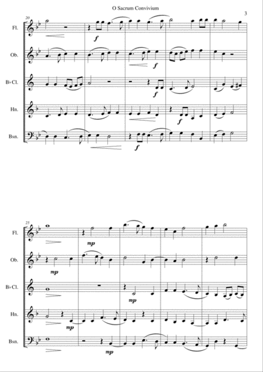 O Sacrum Convivium for wind quintet Woodwind Quintet scores gallery preview page 3