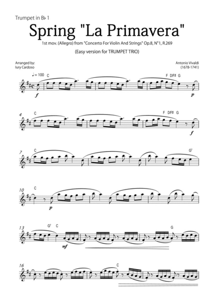 "Spring" (La Primavera) by Vivaldi - Easy version for TRUMPET TRIO image number null