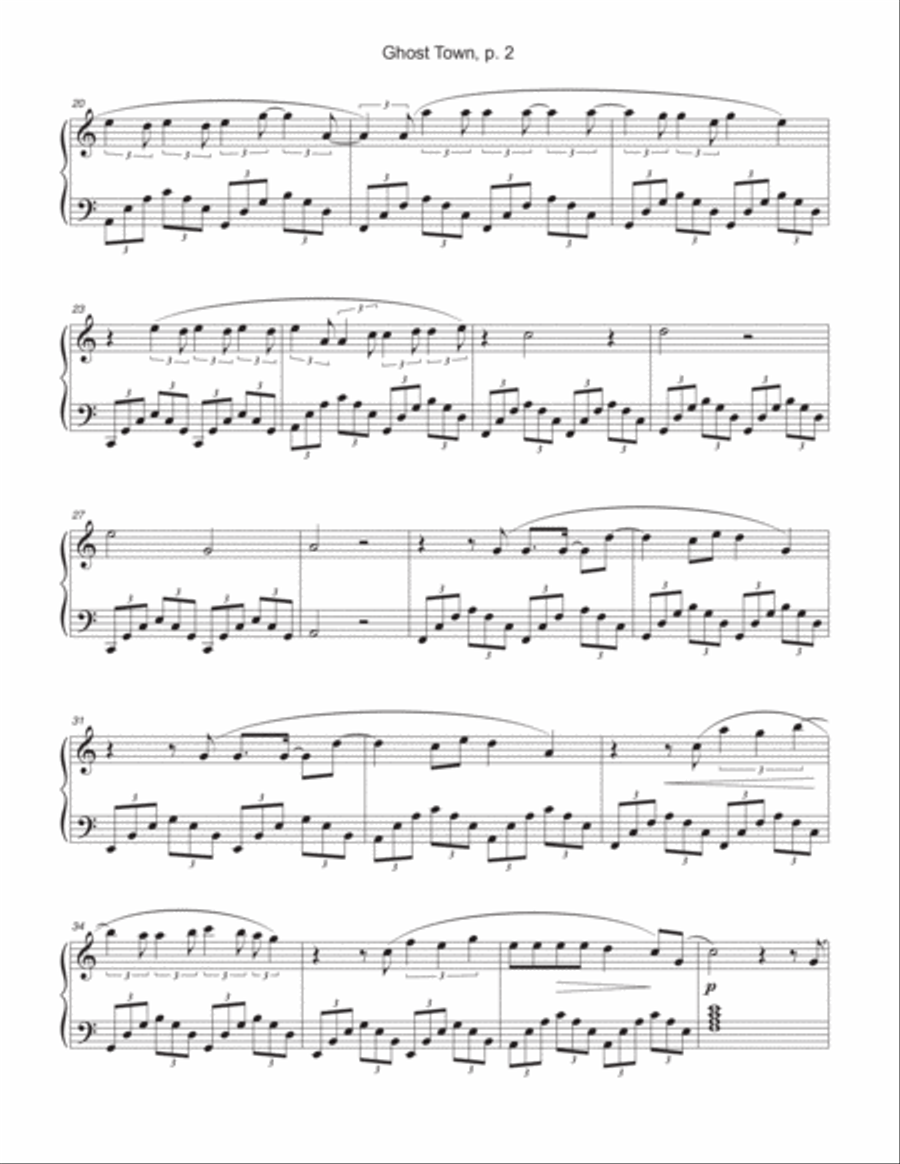 Ghost Town Piano Solo scores gallery preview page 2