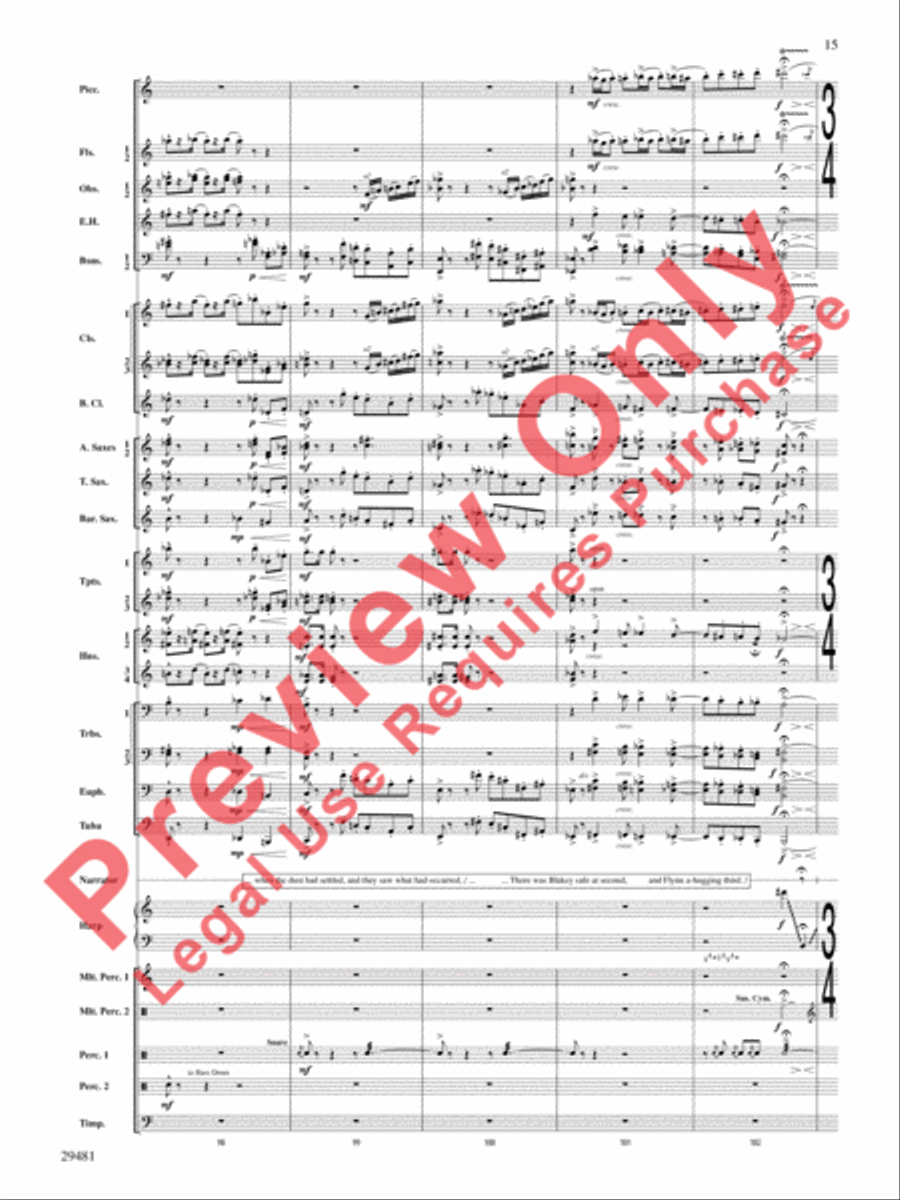 Casey at the Bat Concert Band scores gallery preview page 16