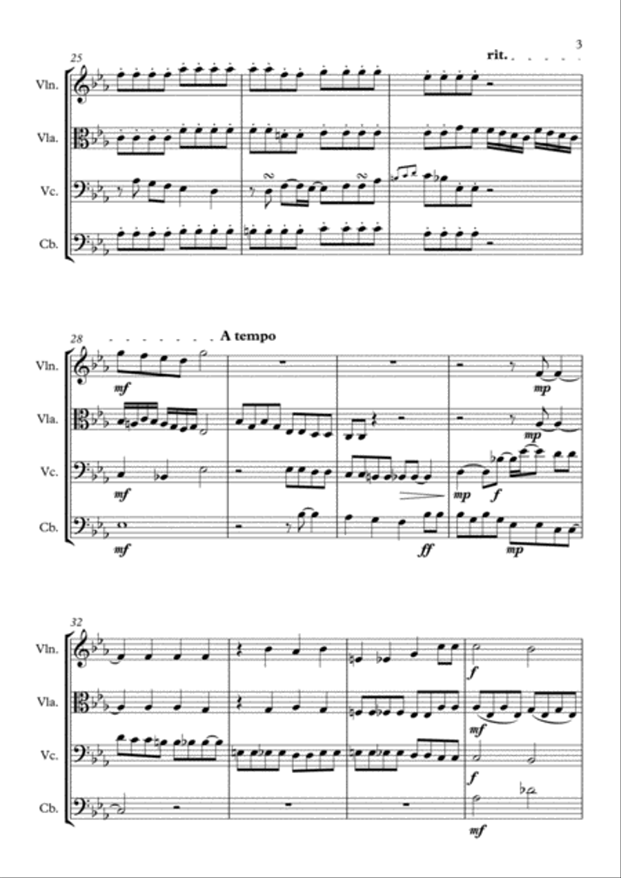 Sonata 'Pathetique' 2nd movement String Quartet scores gallery preview page 3