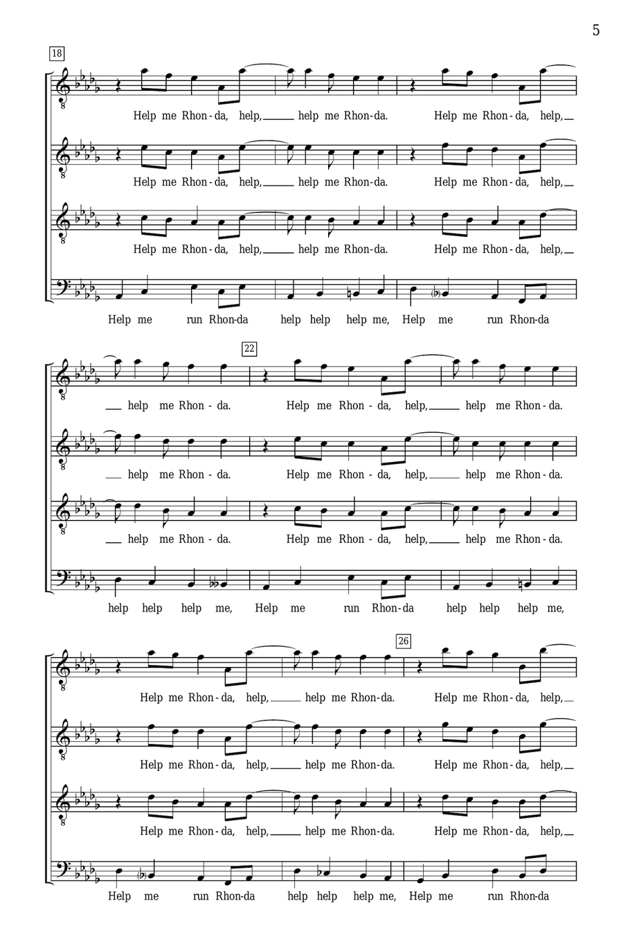 Help Me Rhonda Help Me Rhonda TTBB scores gallery preview page 4
