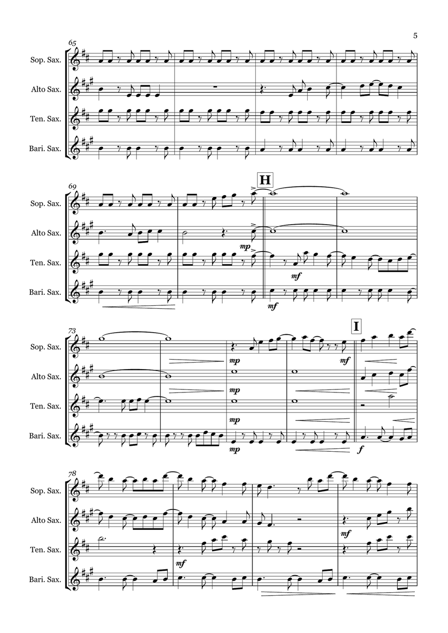 It's Not Unusual Saxophone Quartet scores gallery preview page 5