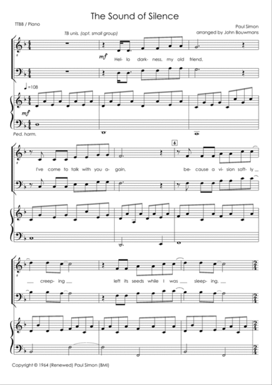 The Sound Of Silence TTBB scores gallery preview page 3
