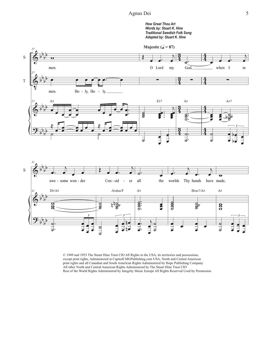 Medley: Agnus Dei with How Great Thou Art 2-Part scores gallery preview page 5