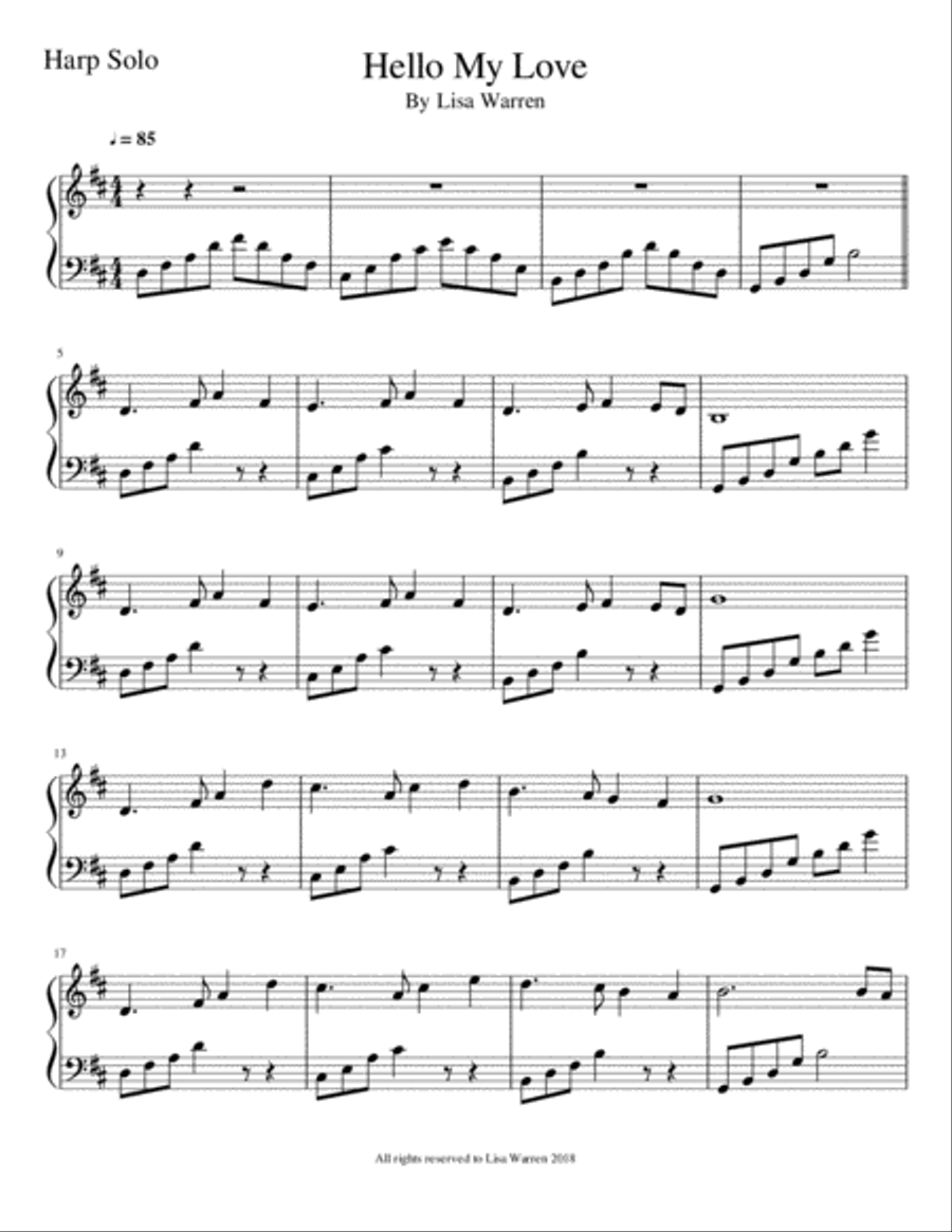 Hello My Love Hello My Love Harp scores gallery preview page 1