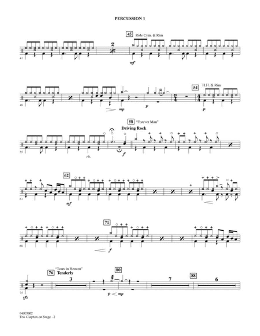 Eric Clapton on Stage - Percussion 1 Concert Band scores gallery preview page 2