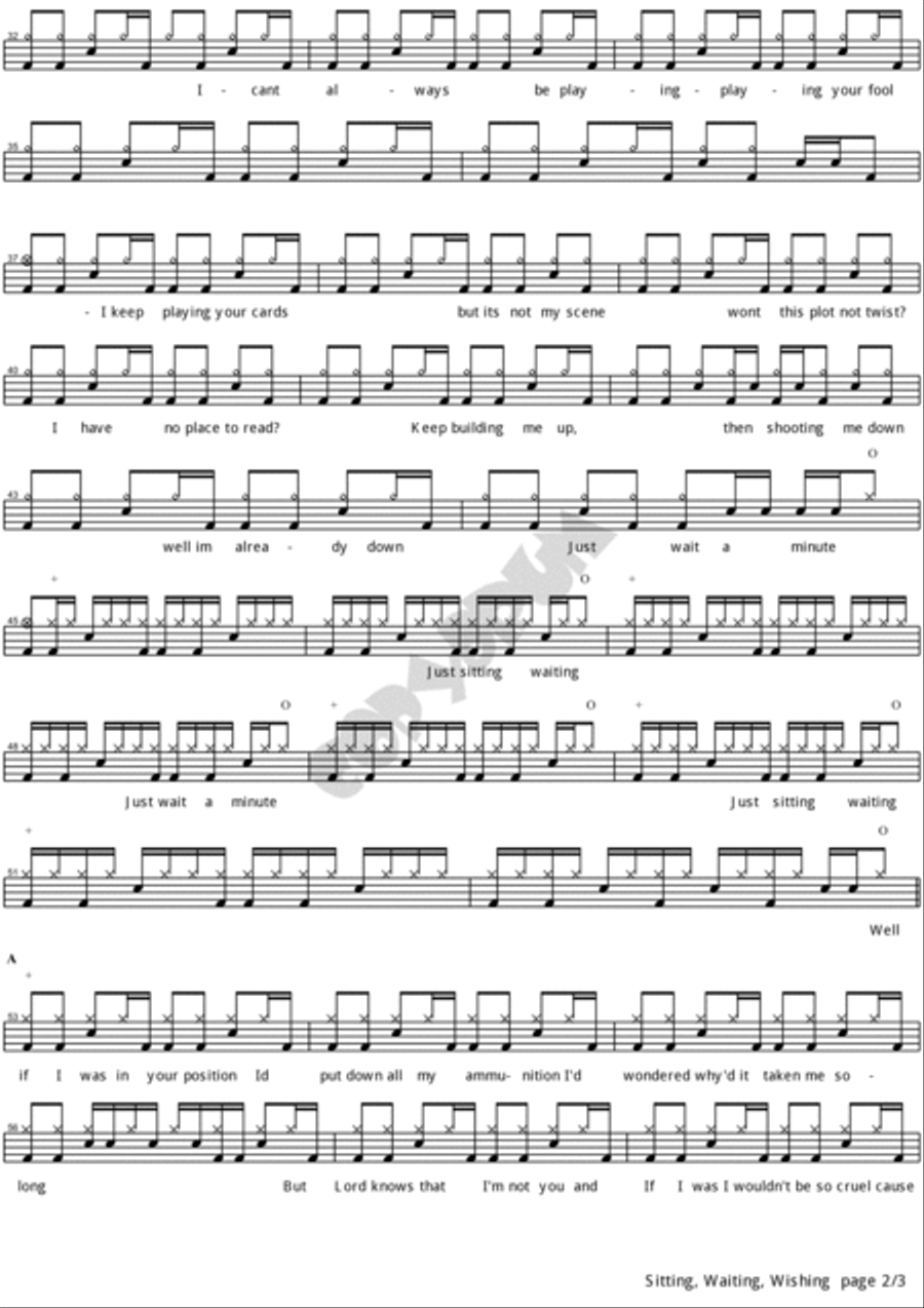 Sitting, Waiting, Wishing Drum Set scores gallery preview page 2