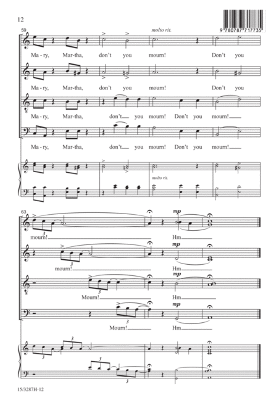 Don't You Weep, Don't You Mourn 4-Part scores gallery preview page 12