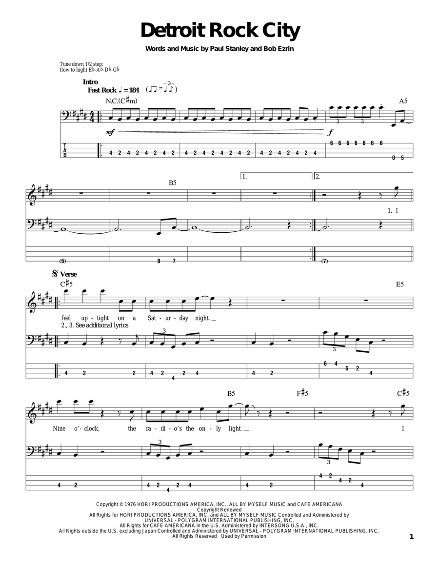 Detroit Rock City Acoustic Guitar scores gallery preview page 1