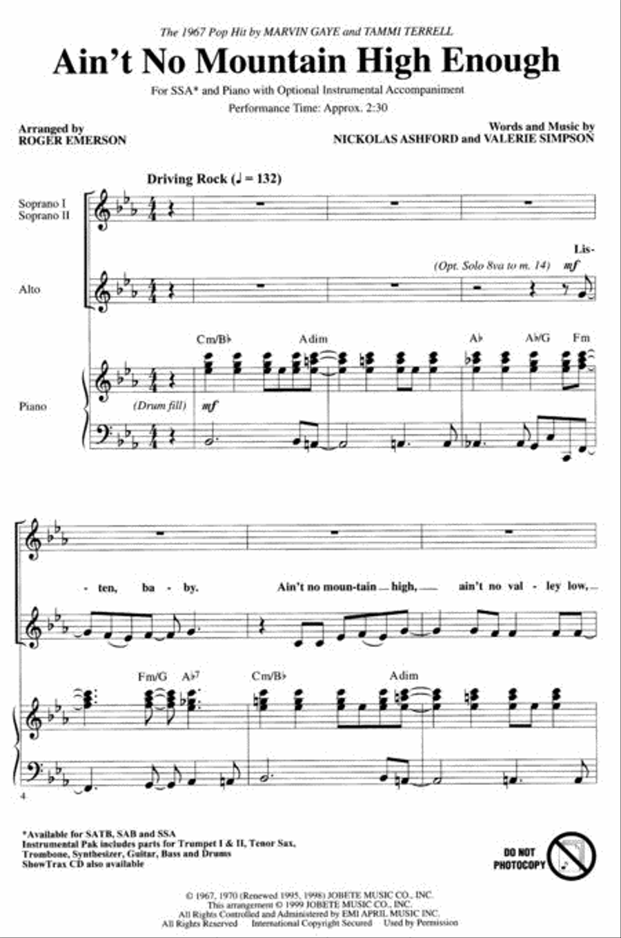 Ain't No Mountain High Enough SSA scores gallery preview page 2