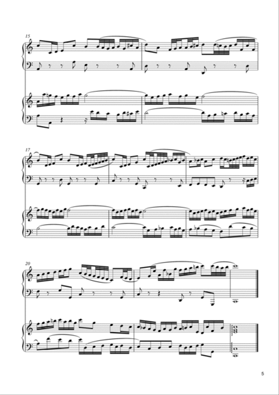 Bach 2 Part Inventions for 2 pianos, 4 hands (all 15), additional piano part by Simon Peberdy image number null