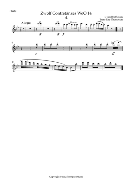 Beethoven: Zwolf Contretänzes (Twelve Countredances) WoO 14 No.4 - wind quintet image number null