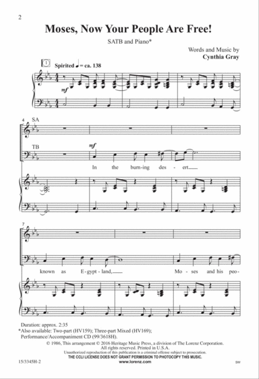 Moses, Now Your People Are Free! 4-Part scores gallery preview page 2