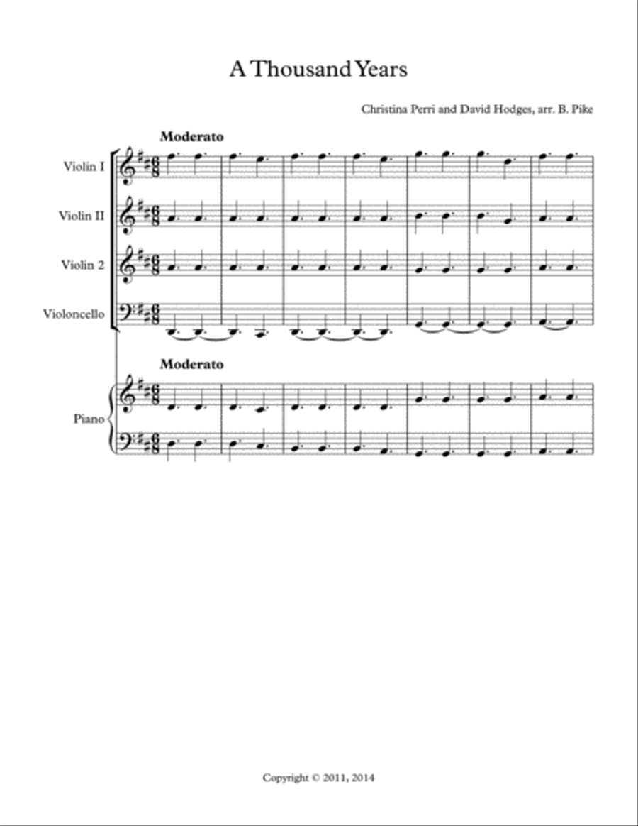 A Thousand Years A Thousand Years Piano Trio scores gallery preview page 1