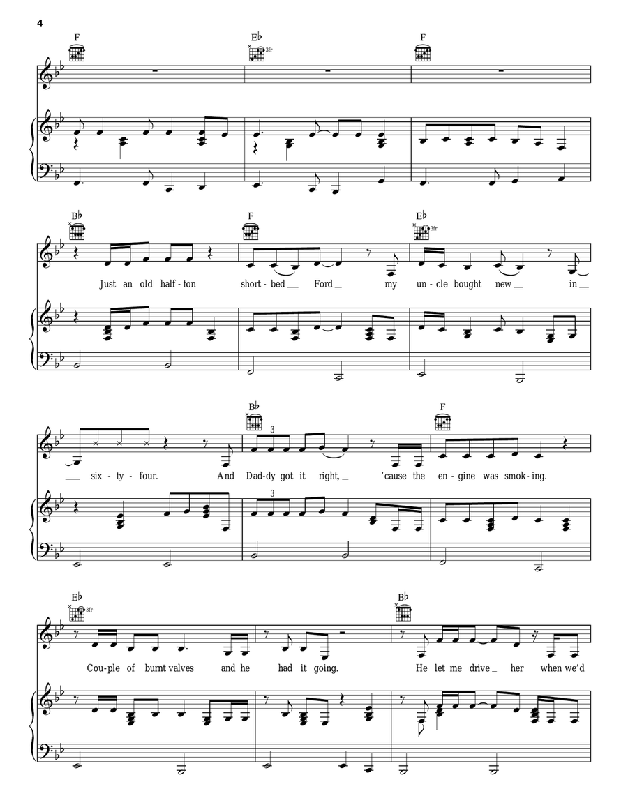 Drive (For Daddy Gene) Piano, Vocal, Guitar scores gallery preview page 4