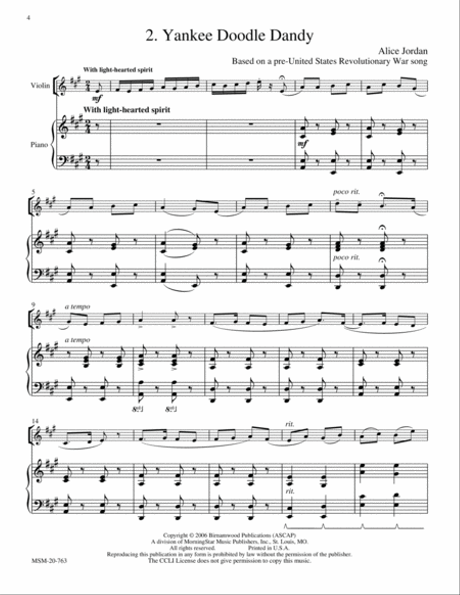 American Suite I (Patriotic Pieces) Violin Solo scores gallery preview page 4