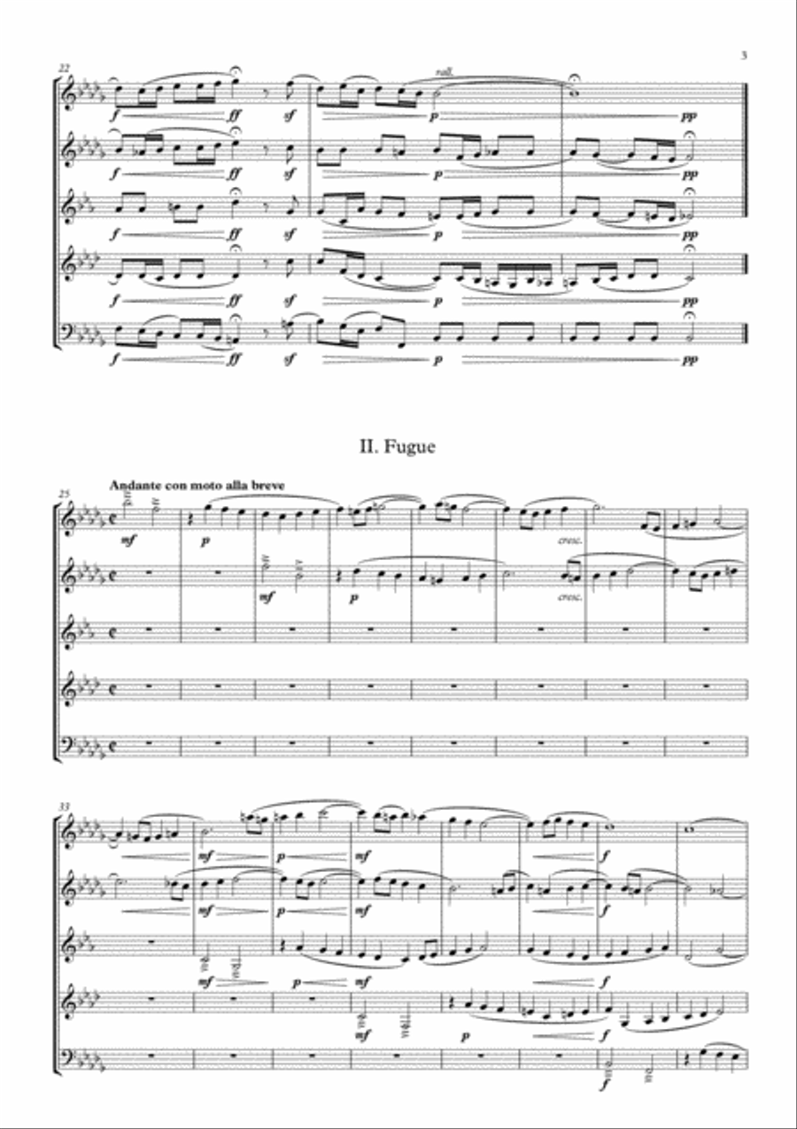 Prelude and Fugue in B Flat Minor BWV 867, for Wind Quintet Woodwind Quintet scores gallery preview page 5