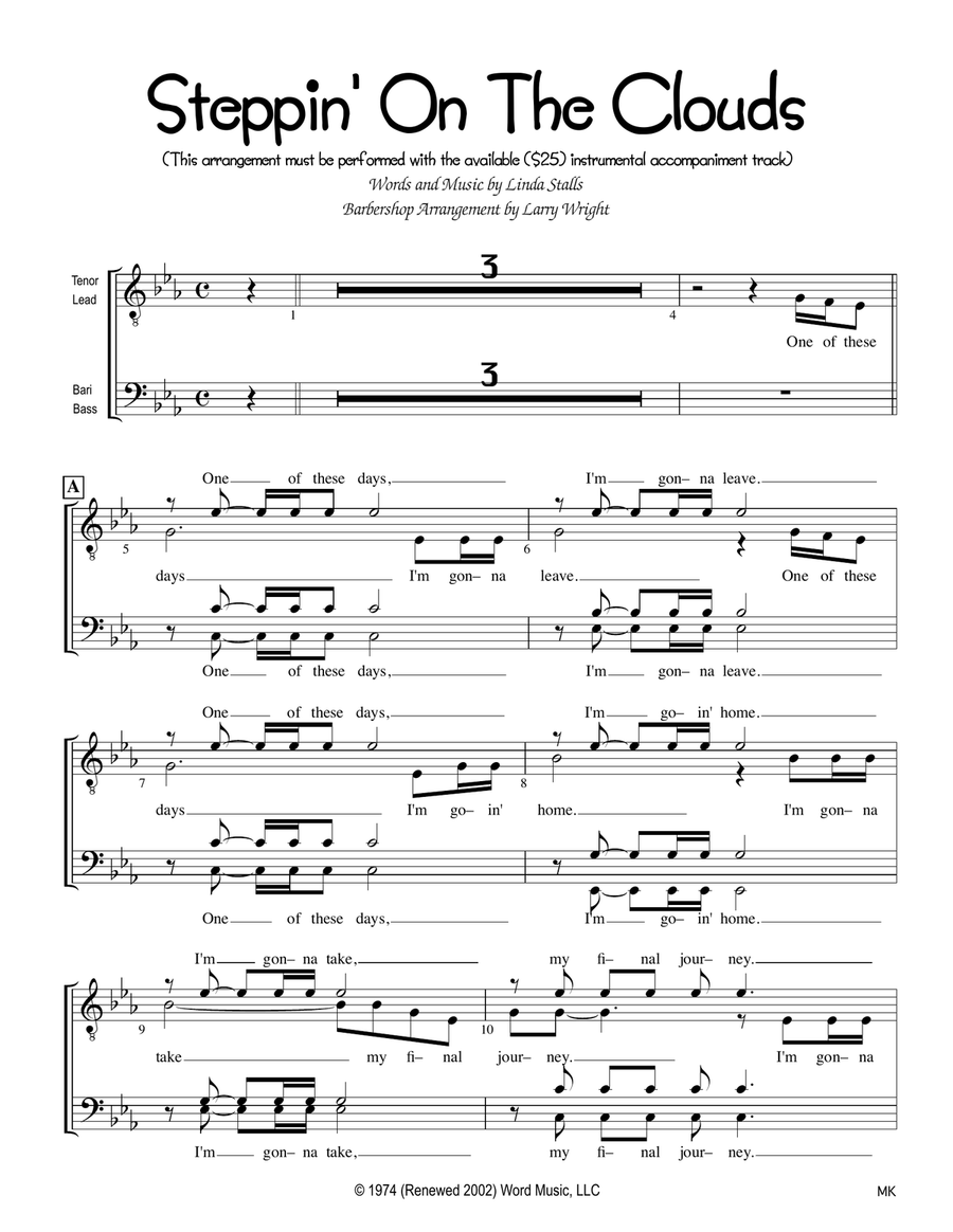 Stepping On The Clouds TTBB scores gallery preview page 1