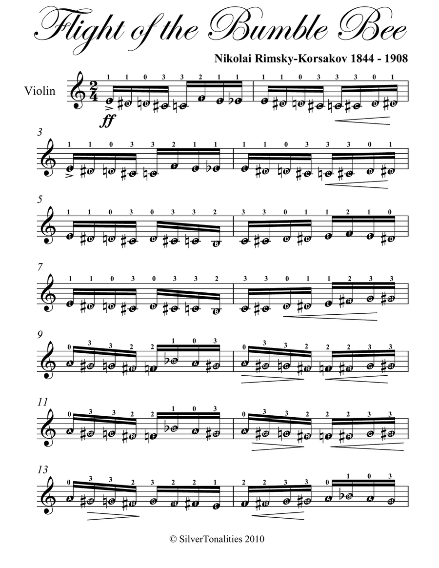 Flight of the Bumble Bee Easy Violin Sheet Music