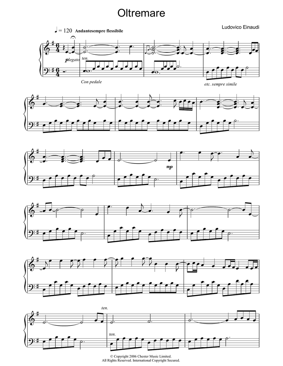 Oltremare Piano Solo scores gallery preview page 1