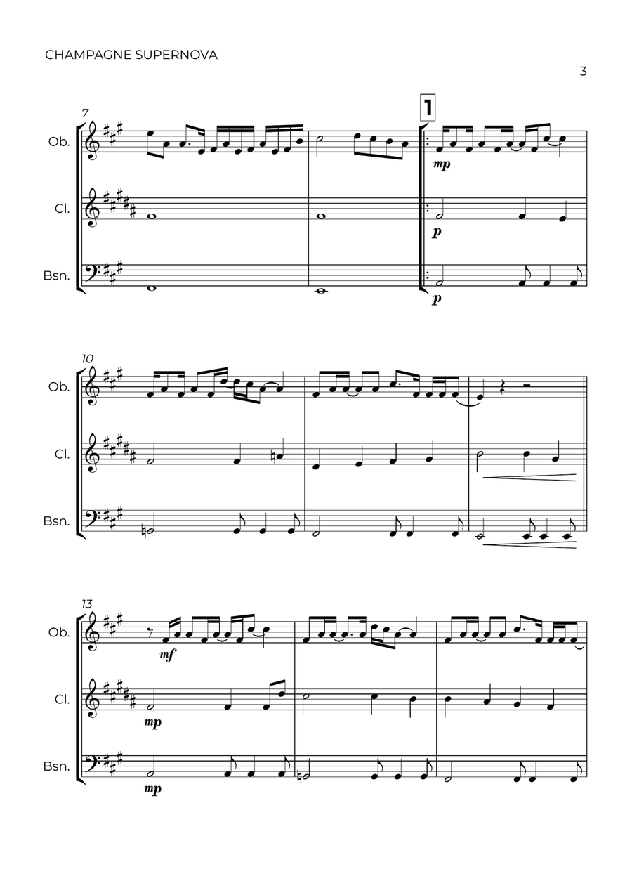 Champagne Supernova Woodwind Trio scores gallery preview page 3