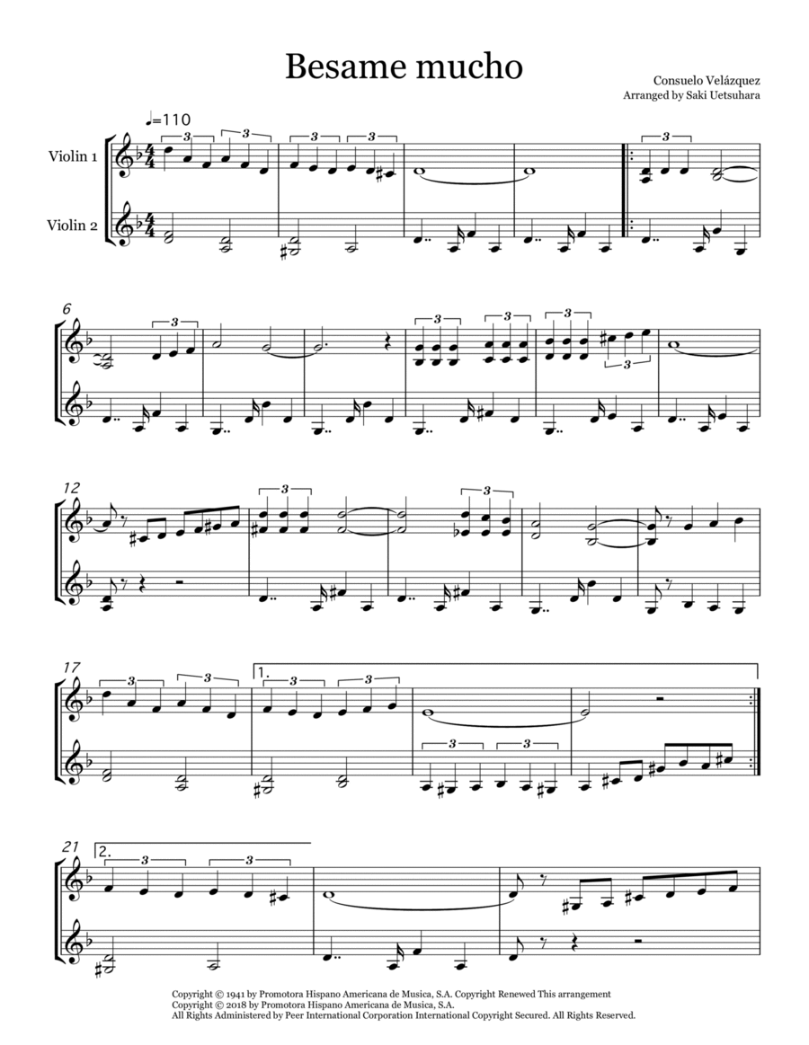 Bésame Mucho Bésame Mucho String Duet scores gallery preview page 1