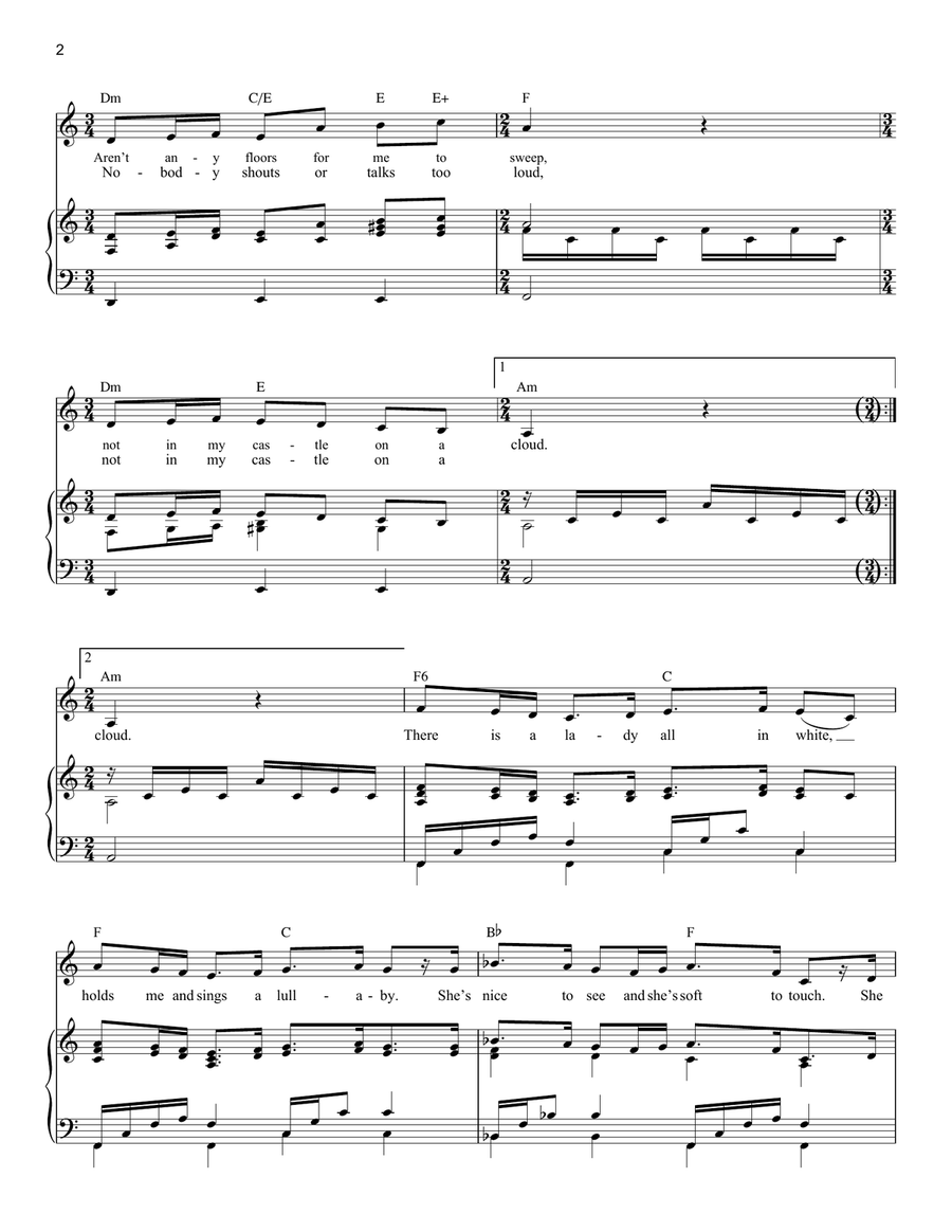 Castle On A Cloud Piano, Vocal, Guitar scores gallery preview page 2