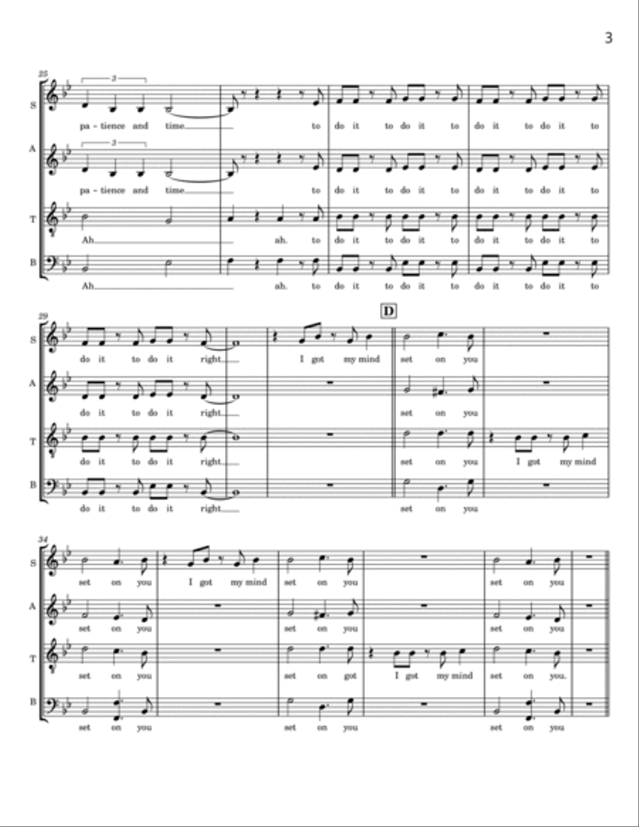 Got My Mind Set On You 4-Part scores gallery preview page 3