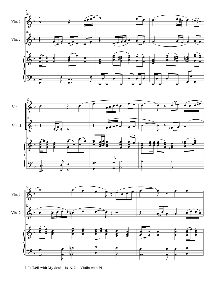 IT IS WELL WITH MY SOUL (Trio - 1st Violin, 2nd Violin, Piano with Score and Parts) Piano Trio scores gallery preview page 6