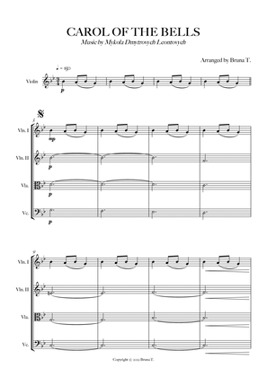 Book cover for Carol of the Bells (String Quartet) - Score Only